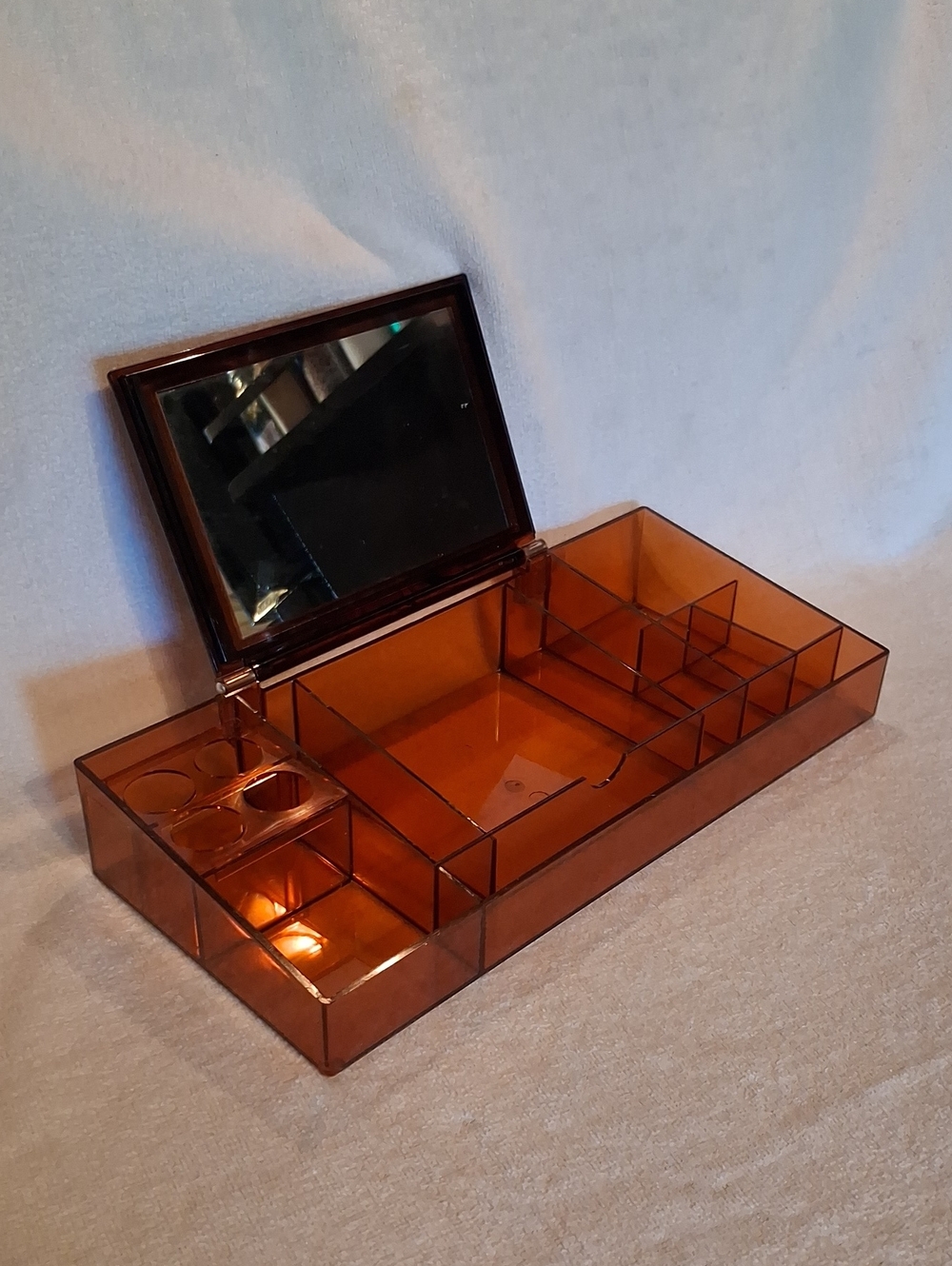 MCM Amber Acrylic Vanity Tray with Mirror